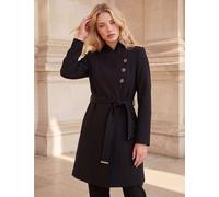 Roman Petite Collared Wrap Coat Black Mix