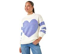 Roman Petite Colour Block Heart Knit Jumper In Blue Blue 8