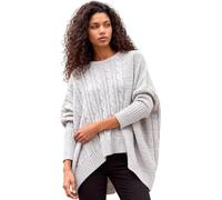 Roman Petite Contrast Cable Jumper for Women UK - Ladies Smart Round Neck Long Sleeve Cosy Textured Sweater Casual Daywear Autumn Winter Everyday Seasonal Knitwear