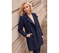 Roman Petite Contrast Double Breasted Coat In Navy Navy