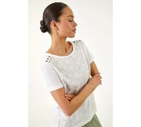 Roman Women's Petite Contrast Embroidered Top in Ivory | Size: 16 Roman Ivory 16