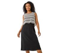 Petite Contrast Overlay Midi Dress Roman Black 14