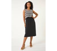 Petite Contrast Overlay Midi Dress Roman Black 14