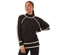 Roman Petite Contrast Ribbed Knit Jumper In Black Black 12
