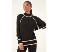 Petite Contrast Ribbed Knit Jumper Roman Black 14