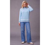 Roman Women's Petite Contrast Ribbed Knit Jumper in Blue | Size: 18