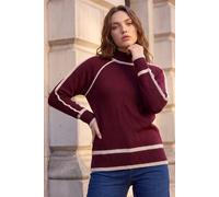 Roman Women's Petite Contrast Ribbed Knit Jumper in Wine | Size: 18 Roman Wine 18