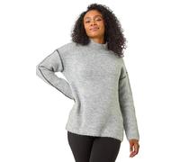 Roman Petite Contrast Stitch Knit Jumper In Grey Grey 18