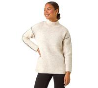 Roman Petite Contrast Stitch Knit Jumper In Natural Natural 12