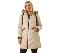 Roman Petite Contrast Zip Puffer Coat In Ivory Ivory 14