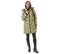 Roman Petite Contrast Zip Puffer Coat In Khaki Khaki 8