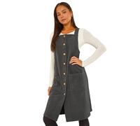 Roman Women's Petite Corduroy Pinafore Dress in Grey | Size: 18 Roman Grey 18