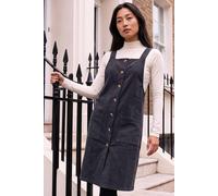Roman Women's Petite Corduroy Pinafore Dress in Grey | Size: 14 Roman Grey 14
