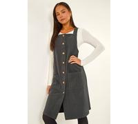 Roman Petite Corduroy Pinafore Dress In Grey Grey 8