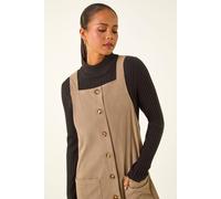 Roman Women's Petite Corduroy Pinafore Dress in Stone | Size: 18 Roman Stone 18