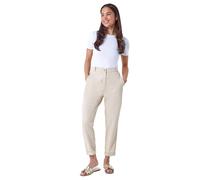 Roman Originals Chino Trousers for Women UK Ladies Cotton Blend Washed Stretchy Smart Casual Office Work Fitted Tailored Summer Autumn Evening Party Slimming Spring Soft - Petite Stone - Size 16