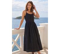 Roman Women's Petite Cotton Button Front Midi Dress in Black | Size: 14 Roman Black 14