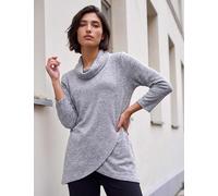 Roman Petite Cowl Neck Wrap Top Grey