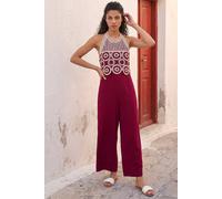 Roman Women's Petite Crochet Detail Jumpsuit in Wine | Size: 18 Roman Wine 18