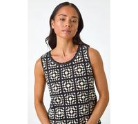 Petite Crochet Patchwork Top Roman Black M