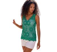 Roman Women's Petite Crochet Vest Top in Green | Size: Medium Roman Green M