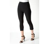 Roman Originals Cropped Trousers for Women UK Ladies Capri Leggings Summer Pants Short Crop Stretch 3/4 Length Three Quarter Pedal Pusher Clothes Elasticated Bengaline Cut Off - Black - Size 8