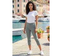 Roman Originals Cropped Trousers for Women UK Ladies Capri Leggings Summer Pants Short Crop Stretch 3/4 Length Three Quarter Pedal Pusher Clothes Elasticated Bengaline Cut Off - Khaki - Size 10