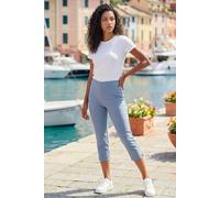 Roman Originals Cropped Trousers for Women UK Ladies Capri Leggings Summer Pants Short Crop Stretch 3/4 Length Three Quarter Pedal Pusher Clothes Elasticated Bengaline Cut Off - Light Grey - Size 18