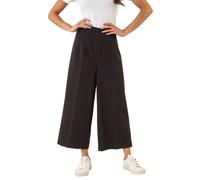 Roman Petite Cropped Wide Leg Stretch Trouser In Black Black 18