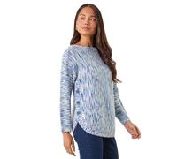 Roman Petite Curve Hem Knit Jumper for Women UK - Ladies Everyday Autumn Winter Round Neckline Comfy Soft Evening Vacation Work Party Night Out - Petite Blue - Size 16