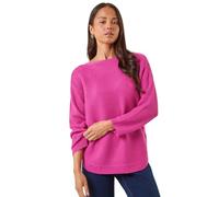 Roman Petite Curve Hem Knit Jumper for Women UK - Ladies Everyday Autumn Winter Round Neckline Comfy Soft Evening Vacation Work Party Night Out - Petite Pink - Size 14