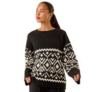 Roman Petite Diamond Geometric Knit Jumper In Black Black 12