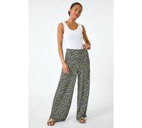 Roman Women's Petite Ditsy Crinkle Trouser in Black | Size: 16 Roman Black 16