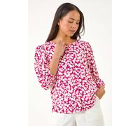 Roman Petite Ditsy Floral Button Up Blouse In Pink Pink