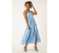 Roman Petite Ditsy Floral Maxi Dress In Blue Blue