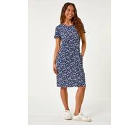 Roman Petite Ditsy Floral Pocket Stretch Dress In Navy Navy 16