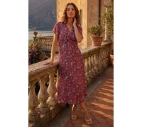 Roman Petite Ditsy Floral Twist Midi Dress In Light Red Light Red 10