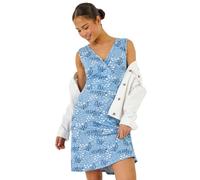 Roman Petite Ditsy Floral Wrap Dress In Light Blue Light Blue 18