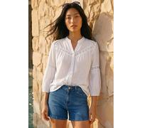Roman Petite Dobby Lace Trim Blouse In White White