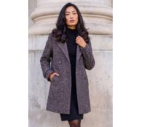 Roman Petite Double Breast Funnel Neck Coat for Women UK - Ladies Everyday Autumn Winter Comfy Soft Evening Vacation Work Party Night Out - Petite Black - Size 16