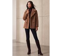 Roman Petite Double Breasted Boucle Coat In Tan Tan