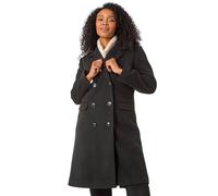Roman Petite Double Breasted Coat In Black Black 18