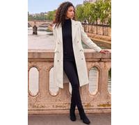 Roman Petite Double Breasted Coat for Women UK - Ladies Everyday Autumn Winter Comfy Soft Evening Vacation Work Party Night Out - Petite Ivory - Size 10