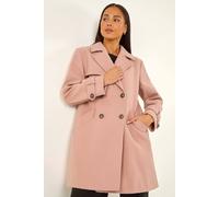 Roman Women's Petite Double Breasted Collared Peacoat in Light Pink | Size: 14 Roman Light Pink 14