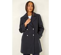 Roman Petite Double Breasted Collared Peacoat In Navy Navy 10
