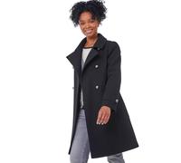 Roman Originals Petite Double Breasted Military Coat for Women UK - Ladies Everyday Holiday Autumn Winter Long Sleeves Comfy Soft Evening Vacation Work Smart Party - Black - Size 12