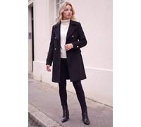 Roman Originals Double Breasted Military Coat for Women UK - Ladies Everyday Holiday Autumn Winter Long Sleeves Comfy Soft Evening Vacation Work Smart Party - Size 12 - Black