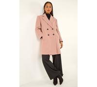 Roman Petite Double Breasted Collar Coat For Women UK - Ladies Everyday Autumn Winter Collar & Revere Comfy Soft Evening Vacation Work Party Night Out - Petite Light Pink - Size 18
