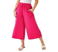 Roman Petite Elasticated Waist Linen Mix Culotte for Women UK - Ladies Everyday Holiday Spring Summer Comfy Soft Evening Vacation Work Party - Petite Pink - Size 14