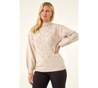 Roman Women's Petite Embellished Cable Knit Jumper in Cream | Size: 14 Roman Cream 14